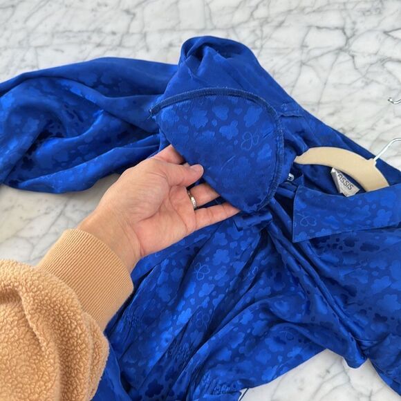 Vintage Cassis 100% Silk Dress Billow Sleeve Sz L - Picture 8 of 9